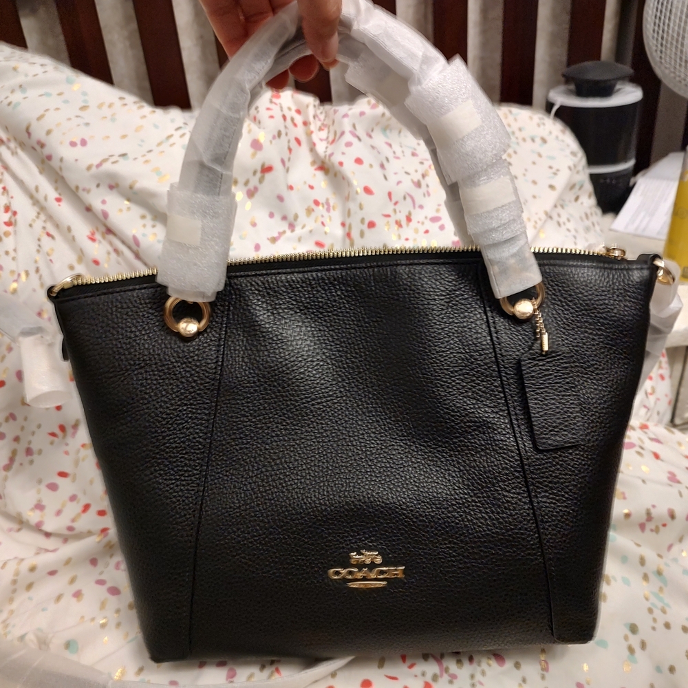 Coach Black Leather Tote Bag